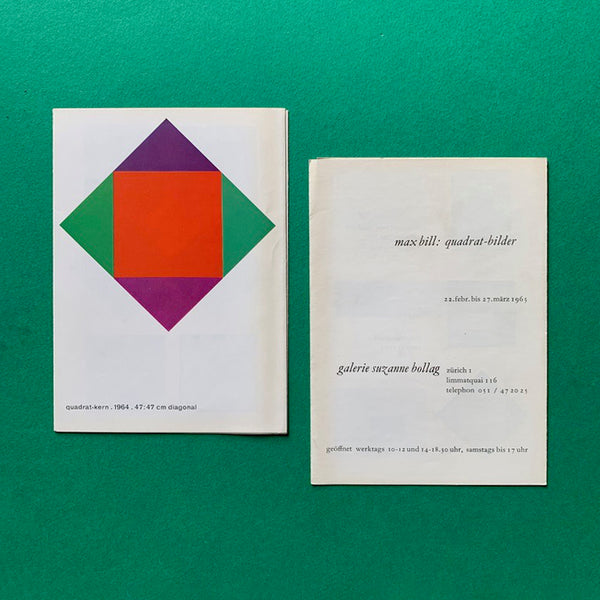 Max Bill: Quadrat-Bildet, Quadrat-kern 1963, exhibition catalogue covers. Buy and sell the best mid-century graphic art books, magazines and posters with The Print Arkive.