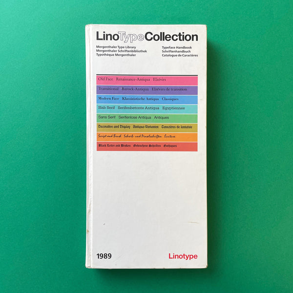 LinoType Collection 1989 [Typeface Handbook] - book cover. Buy and sell the best type specimen books, journals, magazines and posters with The Print Arkive.