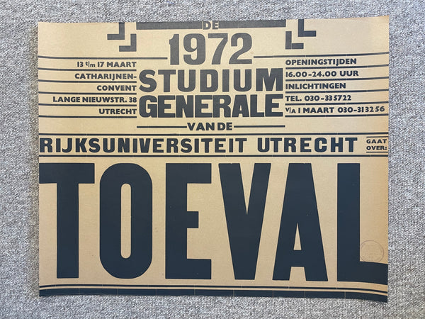 Toeval: studium generale 1972 [Poster]. Buy and sell the best original vintage posters with The Print Arkive.